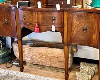 Antique Georgian Serpentine English Mahogany Server 