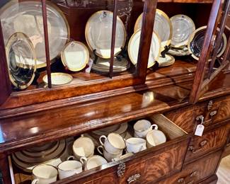 Lenox China, Beautiful Antique Mahogany China Cabinet 