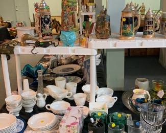 Milk glass and Beer Steins