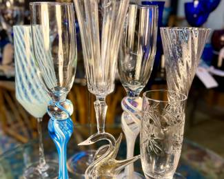 Hand Blown Champagne Flutes 