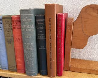 Dog bookends + Zane Grey books
