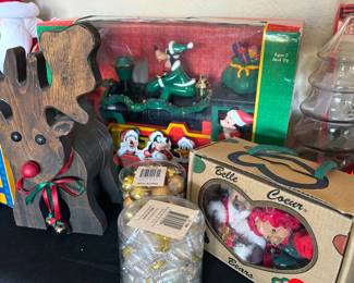 Christmas decor: 6’ fiber optic tree, Lenox ornaments, White House commemorative ornaments, vintage Shiny Brite ornaments, wrapping paper/ribbon/cards, holiday stuffed animals