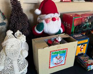 Christmas decor: 6’ fiber optic tree, Lenox ornaments, White House commemorative ornaments, vintage Shiny Brite ornaments, wrapping paper/ribbon/cards, holiday stuffed animals