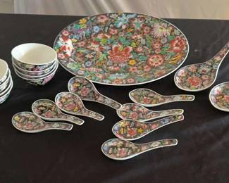 Chinese Platter Spoons And Soup Bowls 