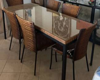 Rattan Dining Table With Metal Frame