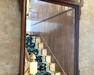 VERY ORNATE ANTIQUE WALL MIRROR.