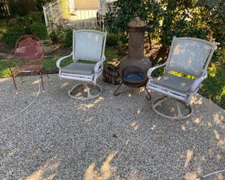 2 MORE CHAIRS FOR TNE PATIO SET AND A CHIMINEA