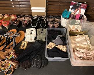 INTIMATES, GLOVES AND HIGH END LADIES SHOES, SIZE 9.5 TO 10.