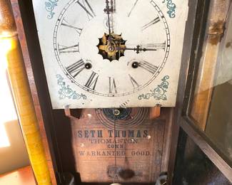 AWESOME SETH THOMAS ANTIQUE WEIGHT DRIVEN CLOCK.