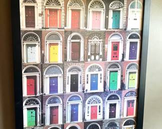 VINTAGE FRAMED POSTER THE MANY DOORS OF DUBLIN.