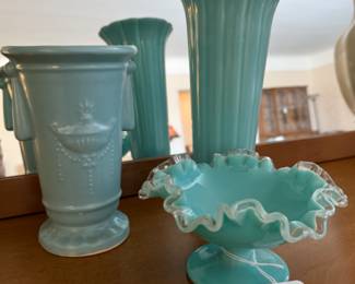 Turquoise Ruffled Compote