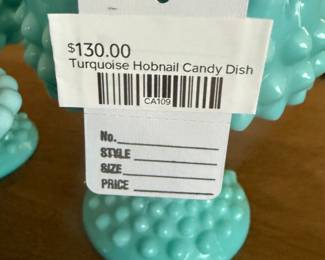 Turquoise Hobnail Candy Dish