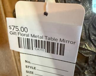 Gilt Floral Metal Table Mirror