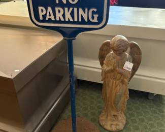 Funeral No Parking Sign (B), Angel Garden Statue