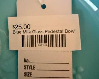 Blue Milk Glass Pedestal Bowl