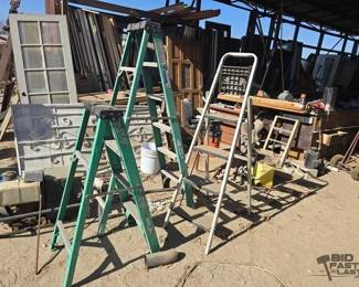 2072 2 Werner AFrame Ladders and 1 Step Ladder