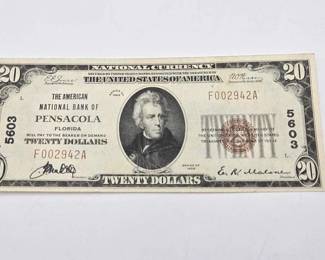 1548  1929 $20 Red Seal Dollar Banknote