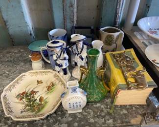 3542  Japanese and Chinese Mugs, Vases, Plate, Bowl,