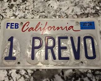 103  1 PREVO License Plate  Transferable and One of