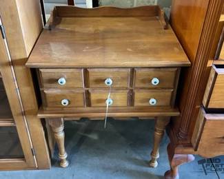 2714  Wooden 2 Drawer Table End