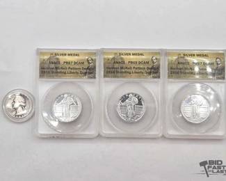 #1500 • (3) Graded Standing Liberty  and (1) Washington 
