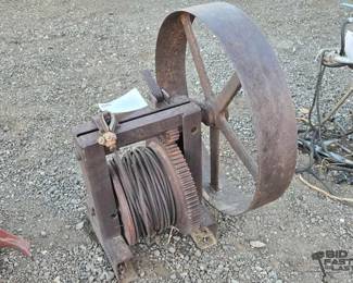 #80408 • Belt Driven Winch Yard Art
