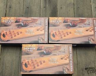 7164  NEW 3 Hammer  Axe Wooden Pong Game
