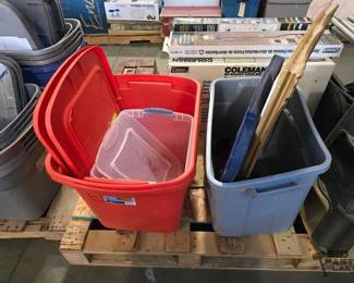 2718  4 Plastic Totes Framed Artwork and Phone
