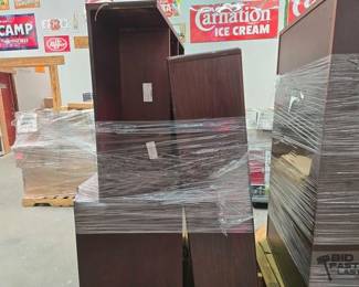 2066  Dark Brown Book Case, Desk W Attaching