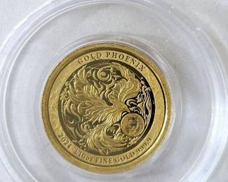 2024 1/10 Ounce .9999 Pure Gold "Phoenix" Issued By the Royal Mint - Stunning Design in Mint Condition