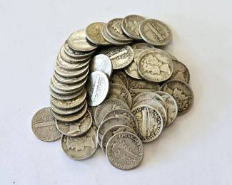Collection of 50 Mixed Date 90% Silver Mercury Dimes