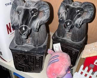 Pair Of Vintage Amun Statuary Bookends, Egyptian