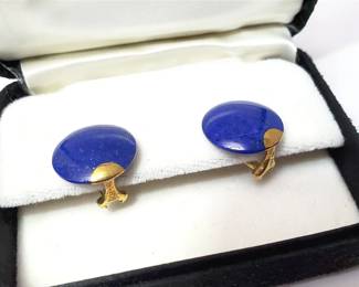 Tiffany 18K Gold Lapis Earrings