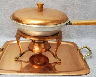 Copper Tray, Copper Finish Chafing Pot Set
