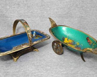 Israeli Enamelled Brass Fruit Bowls