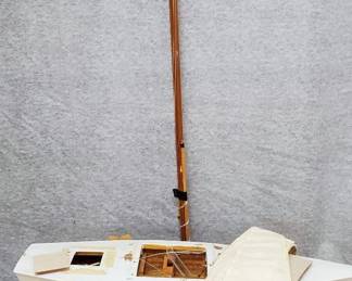 Wooden Blue White Model Sail Boat