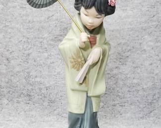 Lladro Geisha Girl with Parasol Figurine