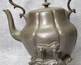 Vintage Pewter Tea Kettle on Chafing Stand