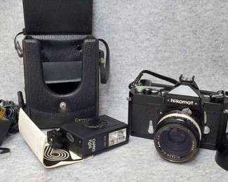 Nikomat 35mm with 50mn Lens, Capro FL66 Flash Unit