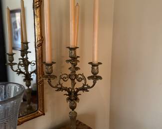 A PAIR OF GILT BRONZE CANDLELABRA