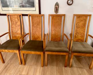 Vintage Thomasville Chairs with Olive Burl wood