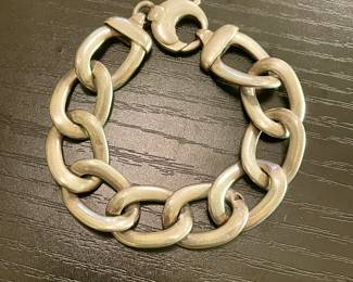 Silver heavy link chain bracelet stamped Italy 