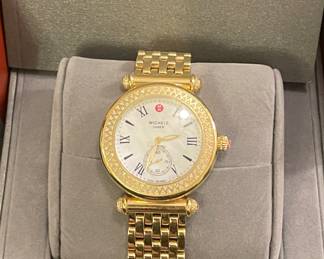 Michele Cabor Gold Stainless Steel Diamond 36mm Watch