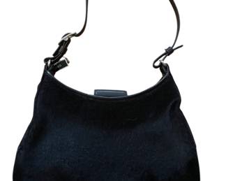 Vintage Coach leather fur shoulder bag