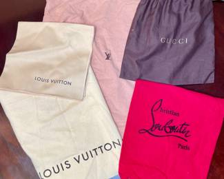 Louis Vuitton, Gucci, Louboutin dust bags 