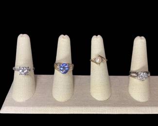 Women’s rings diamond & gemstone, pearl/diamond, and costume 