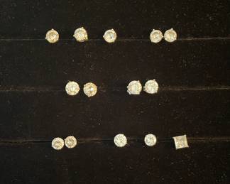 Pendants & stud earrings in 18k& 14k gold, 925 Sterling includes CZ and moissanite 