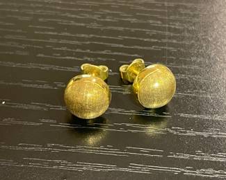 Brushed gold ball hoops stamped 750 LPC