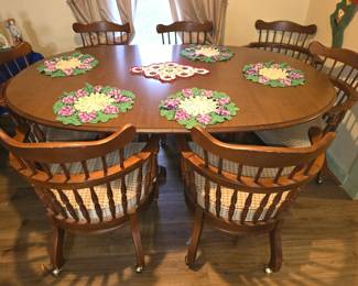 Kitchen Table with 8 Rolling Chairs