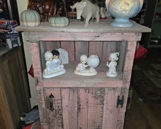 Pink Washed Cupboard- Precious Moments- Marble Bull
